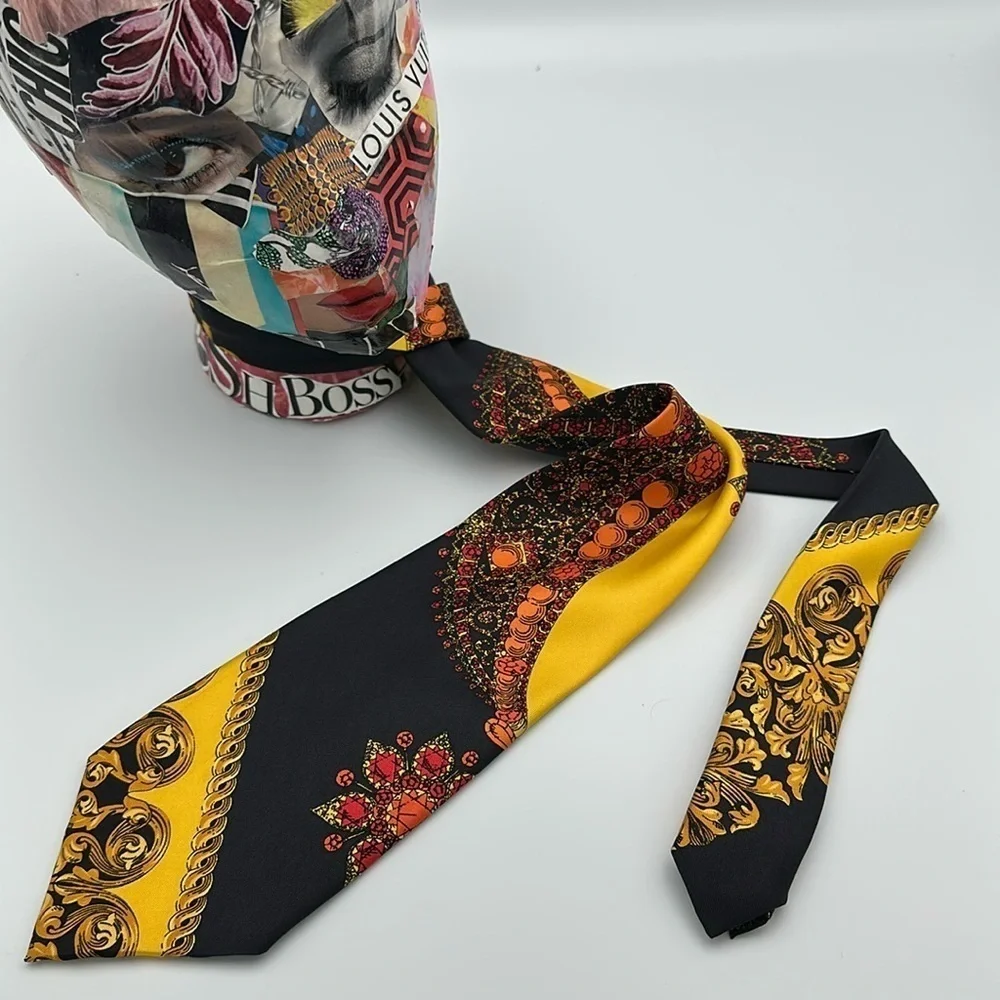 Vintage Gianni Versace Versus Colourful Baroque Print Silk Men's Neck Tie